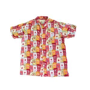 Rowdy Gentleman Hawaiian Shirt Natural Light Natty Light Logo Beer Cans Size L